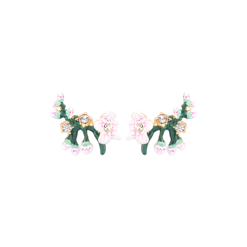 Cherry Blossom And Branch Enamel Earrings