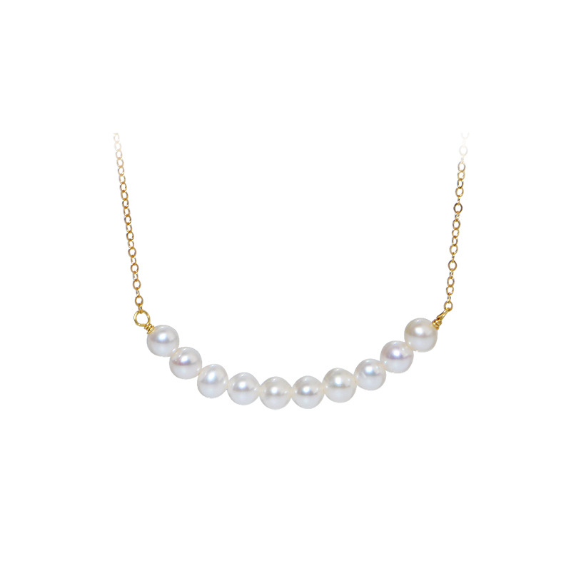 Freshwater Pearl Smile 14K Gold Plated Collarbone Necklace