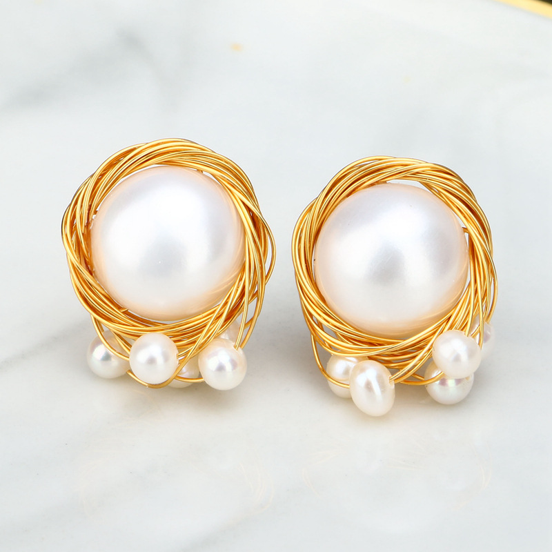 Freshwater Pearl Jewelry Bridesmaids Wedding Stud Earrings