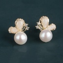 Freshwater Pearl Bridesmaids Wedding Jewelry Bow Stud Earrings