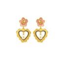 Little Pink Daisy Flower And Heart Enamel Earrings