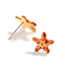 Orange Red Starfish Enamel Stud Earrings Jewelry Gift