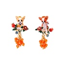 Chihuahua On A Flowering Branch Asymmetrical Enamel Earring