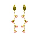 Pink Gem Cherry Enamel Earrings Jewelry Stud Clip Earrings