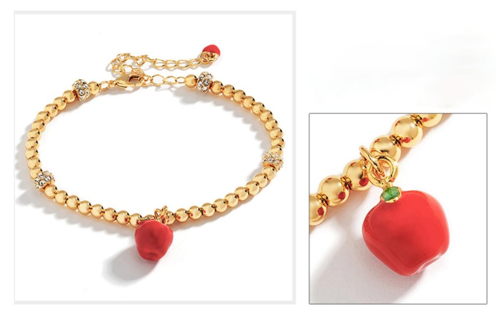 Fruit Pendant Apple Banana Grape Enamel Bead Bracelet