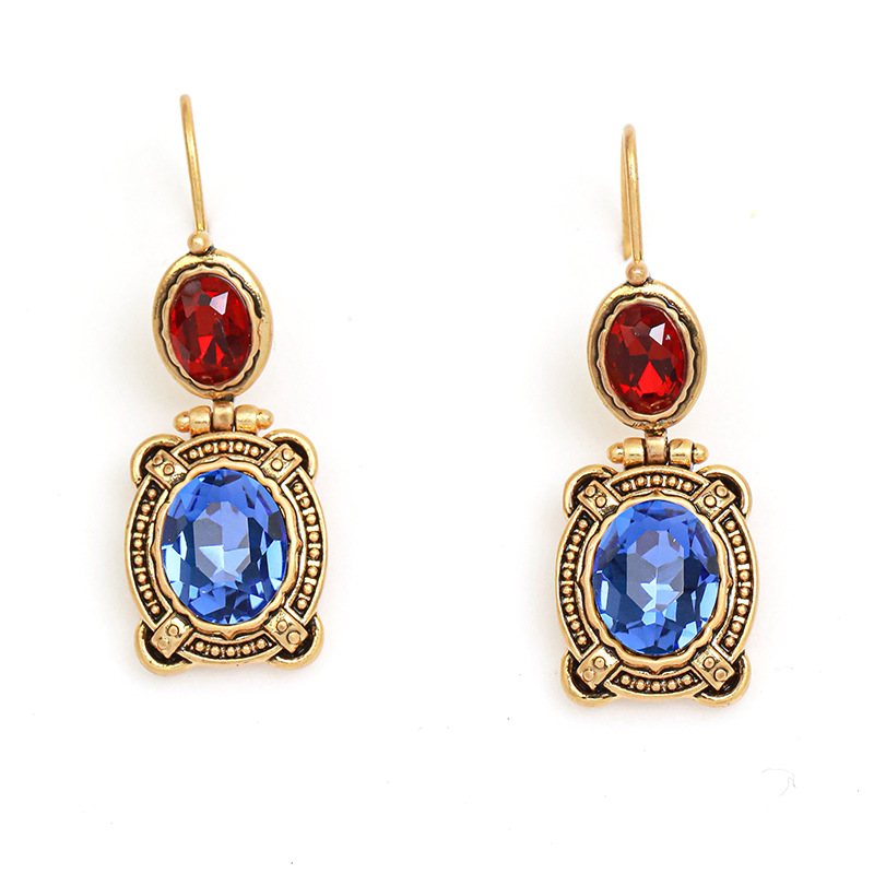 Inlaid Crystal Retro Vintage Hook Earrings