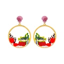 Ocean Coral Fish And Shell Enamel Stud Dangle Earrings