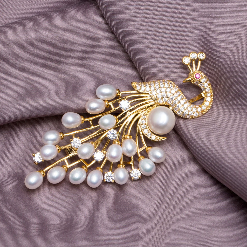 Freshwater Pearl Peacock Brooch