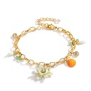 Gardenia Flower And Orange Citrus Enamel Charm Bracelet