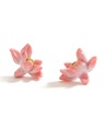 Lotus Pink Flower Enamel Stud Earrings