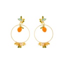 Orange Tangerine And Crystal Enamel Dangle Earrings