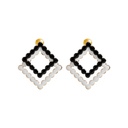 White and Black Diamond Shape Enamel Stud Earrings Jewelry Gift