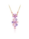 Lavender Pink Purple Flower And Crystal Enamel Pendant Necklace Jewelry Gift