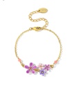 Purple Pink Flower And Crystal Enamel Think Bracelet Jewelry Gift