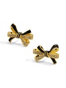 Black Bow And Crystal Enamel Stud Earrings Jewelry Gift