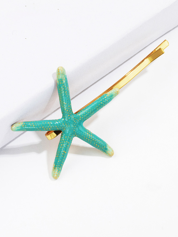 Orange Blue Starfish Enamel Hair Pin Clip Jewelry Gift
