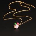 Flower And Stone Enamel Pedant Necklace