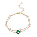 Freshwater Pearl Green Crystal Layering Bracelet