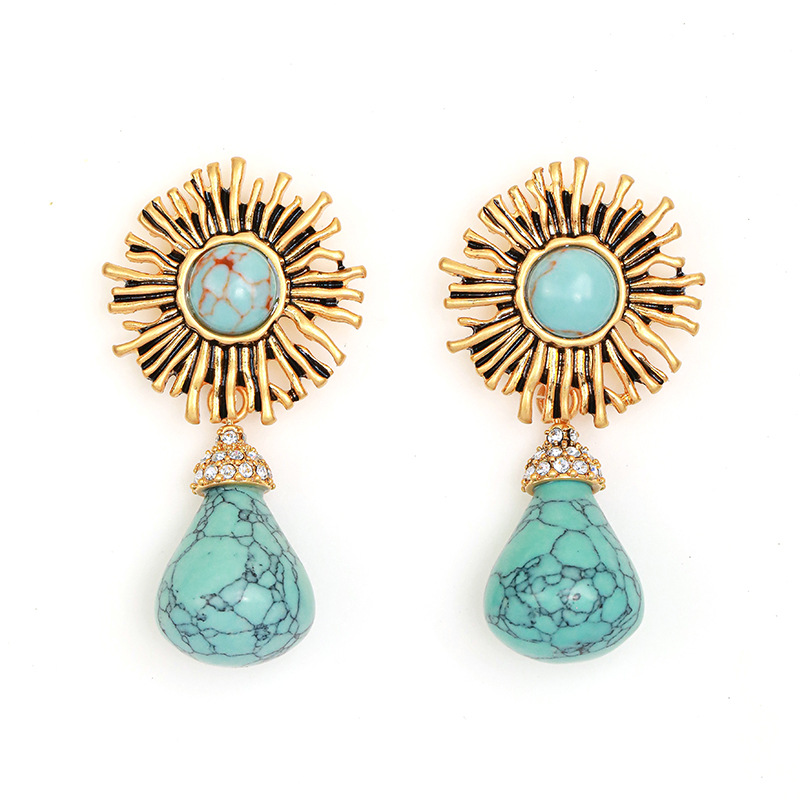 Drop Shape Stone Retro Vintage Dangle Earrings