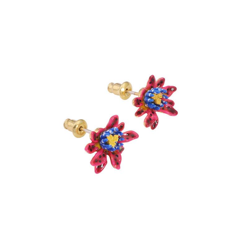 Colorful Flower Enamel Stud/Clip Earrings