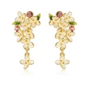 Flower And Stone Enamel Dangle Earrings