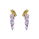 Purple Flower Blosssom Wisteria Enamel Dangle Earrings