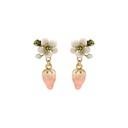Light Pink Blue Strawberry Flower Enamel Dangle Earrings