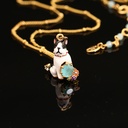 Bulldog Enamel Pendant Necklace