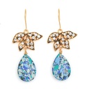 Inlaid Zircon Leaf And Stone Retro Vintage Hook Earrings