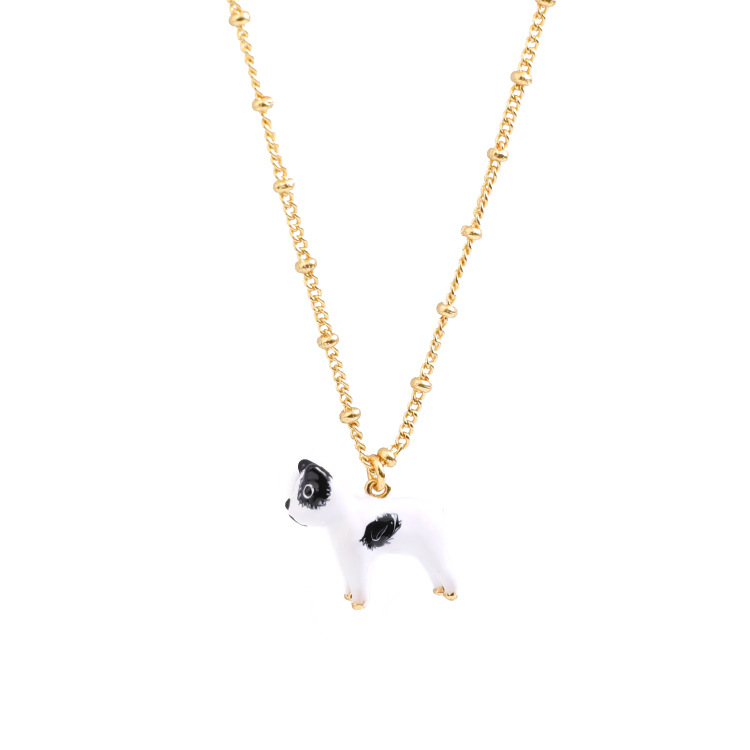 Cute Puppy Dog Enamel Pendant Necklace