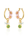 Lotus Flower And Dragonfly Enamel Hoop Dangle Stud Earrings Jewelry Gift