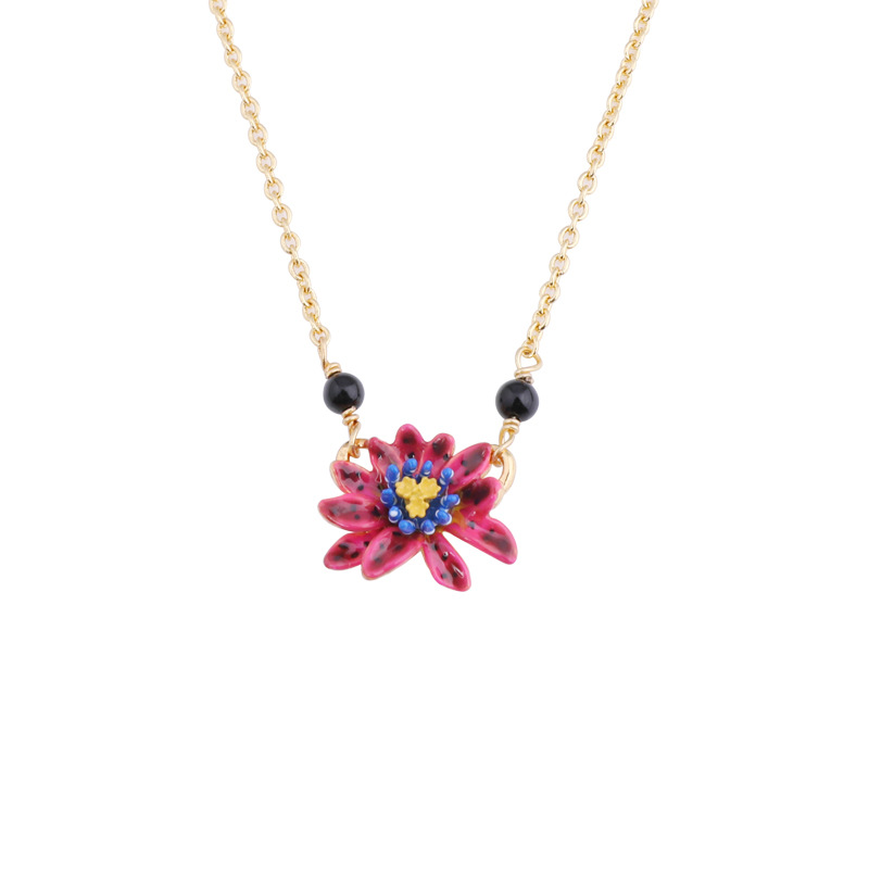 Flower Pendant Enamel Necklace