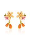 Pear Fruit  Flower Enamel Dangle Earrings Handmade Jewelry Gift