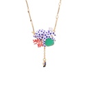 Octopus Red Coral And Green Stone Enamel Pendant Necklace Jewelry Gift