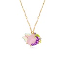 Lavender Purple Flower And Stone Pearl Butterfly Enamel Pendant Necklace