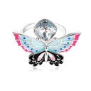Butterfly With Zircon Enamel Adjustable Ring