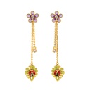Daisy Flower And Ladybug Tassel Enamel Earrings