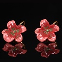 Enamel Glazed Flower Earrings 925 Silver Needle Gold Plated