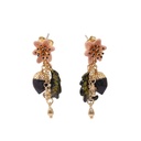 Pine Cone Leaf And Flower Tassel Enamel Earrings