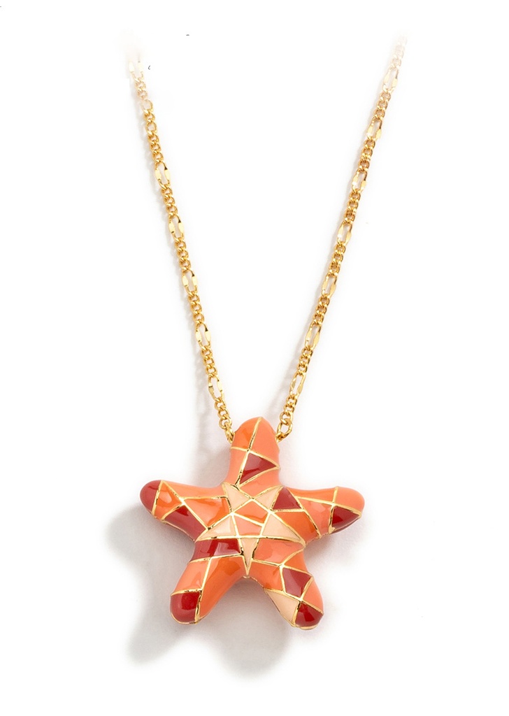Starfish Pendant Long Enamel Necklace
