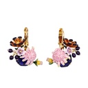 Flower And Stone Enamel Hook Earrings