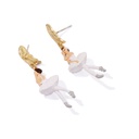 Ballerina with Golden Feather Enamel Earrings