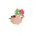 Flower and Stone Enamel Adjustable Ring