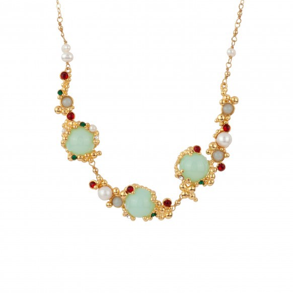 Green Gemstone Crystal Gold Plated Necklace Jewelry Gift