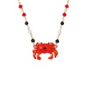 Hand Painted Enamel Glaze Crab Pendant Necklace