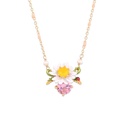 Hand Painted Enamel Glaze White Flower Necklace Jewelry