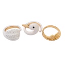 White Swan Enamel Adjustable Ring Set