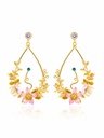 Cherry Blossom Flower Tear Drop Enamel Earrings