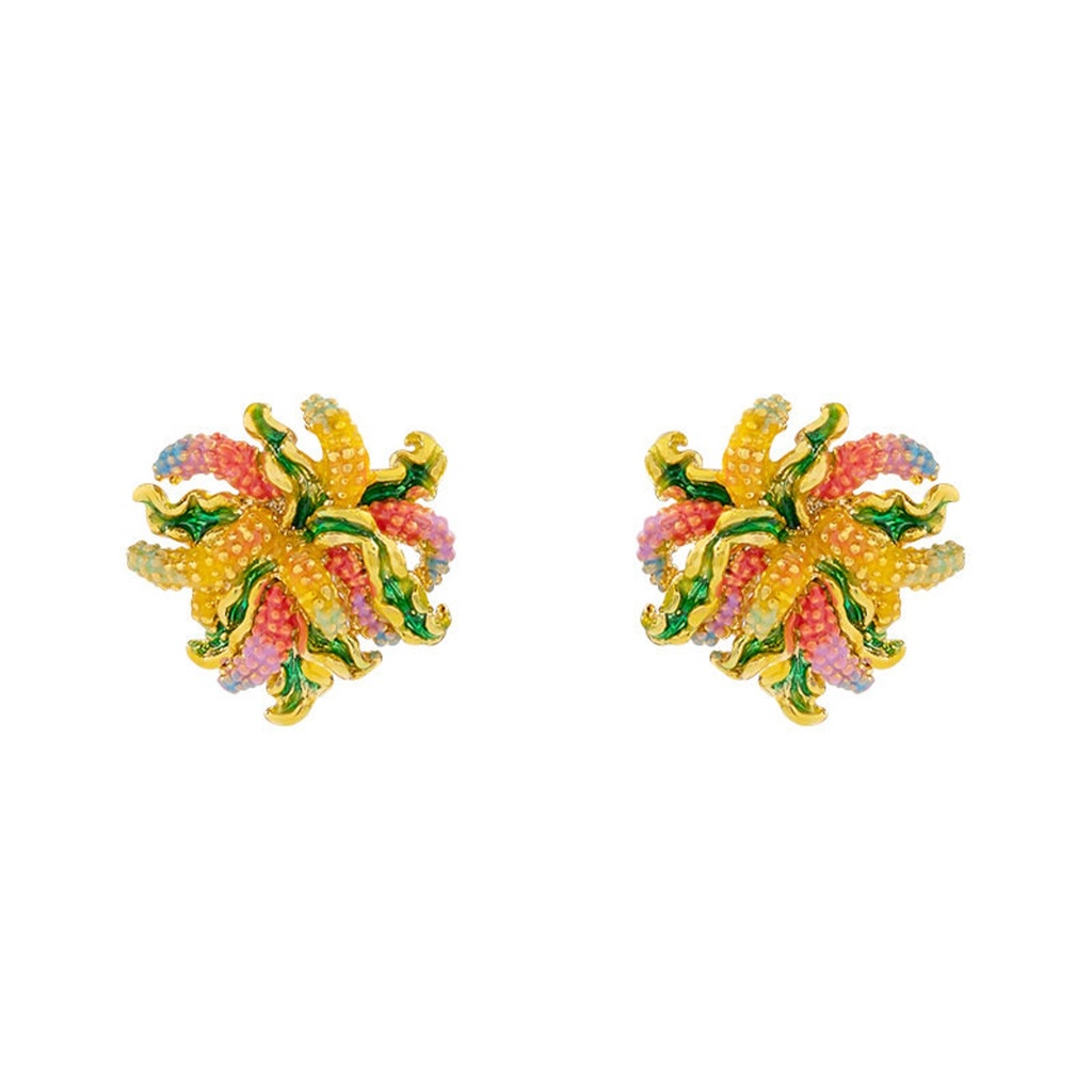 Colorful Yellow Wheat Enamel Stud Earrings Jewelry Gift