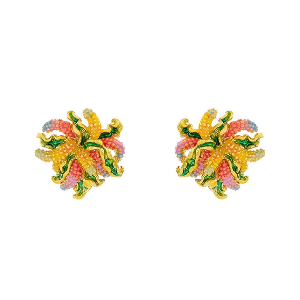 Colorful Yellow Wheat Enamel Stud Earrings Jewelry Gift